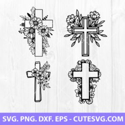 Easter Cross SVG, Flower Cross SVG, Floral Easter Cross SVG, Religious ...