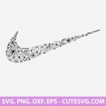 Floral Swoosh SVG Cut File, Flower Swoosh SVG, Nike Logo SVG, Fashion Brand Logo SVG, PNG, DXF, EPS, for Cricut & Silhouette