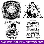 Study Like Granger Live Like Potter SVG, Harry Potter SVG Bundle, Deathly Hallows SVG, The Marauders Map SVG, PNG, DXF, EPS, Cut Files