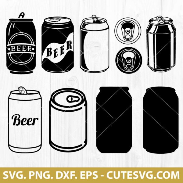 Beer Can SVG Bundle | Beer Can SVG | Beer SVG | Beer Can Clipart | Beer Can Vector | PNG | DXF | EPS | Cutting Files for Cricut and Silhouette