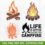 Campfire SVG File, Bonfire SVG, Camping SVG Bundle, Flame SVG, PNG, DXF, EPS, Cut Files for Cricut and Silhouette - Instant Digital Download
