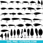 Fishing Lure SVG Bundle Fishing Hooks SVG PNG Cut Files for Cricut and Silhouette Instant Digital Download