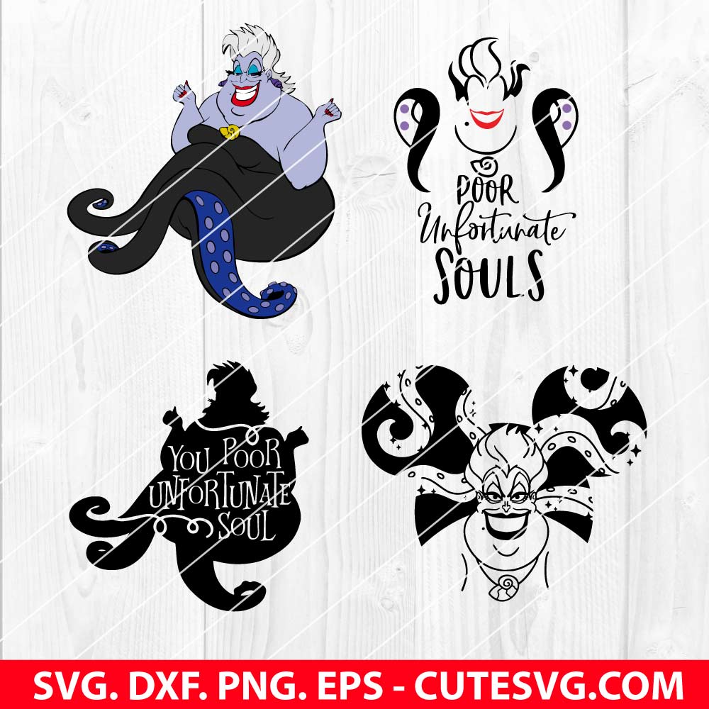 Cute Ursula SVG Bundle Little Mermaid SVG Cut File PNG DXF EPS For