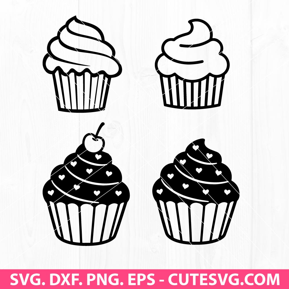 Cupcake SVG Bundle Sweet SVG Bakery SVG Birthday SVG Cupcake Vector 