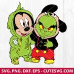 Mickey and Grinch SVG, Baby Grinch and Mickey Mouse SVG, Grinch SVG, Mickey SVG, PNG, DXF, EPS, Cutting Files for Cricut and Silhouette