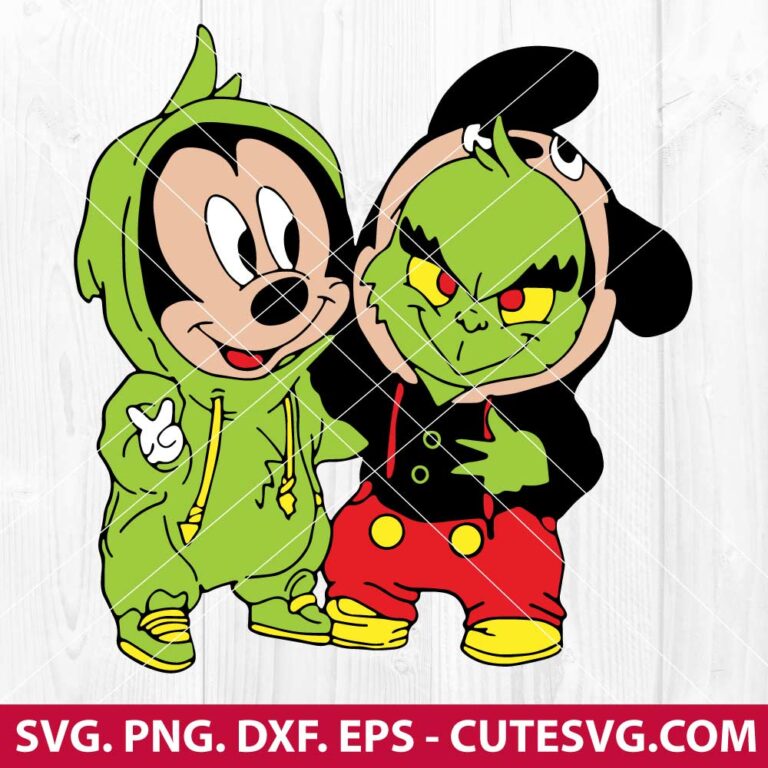 Mickey and Grinch SVG, Baby Grinch and Mickey Mouse SVG