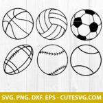 SPORTS BALLS SVG BUNDLE, Volleyball Ball SVG, Basketball Ball SVG, Football Ball SVG, Baseball Ball SVG, Soccer Ball SVG, Softball SVG, PNG