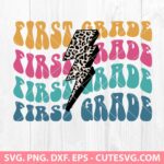 First Grade SVG | Back to School SVG | Leopard Lightning Bolt Groovy Back To School SVG | PNG | DXF | EPS | Cutting Files for Cricut