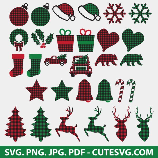 Buffalo Plaid Christmas SVG Bundle