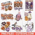 Cute Retro Halloween PNG, Halloween Horror Movies Characters Printable, Halloween Sublimation Designs, Halloween Skeleton Sublimation