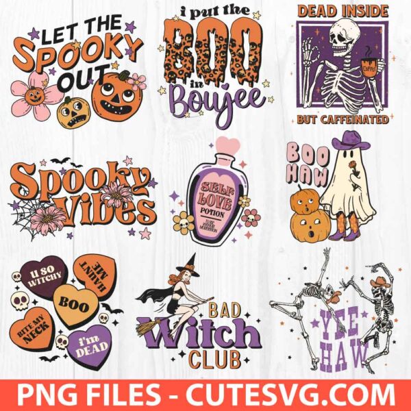 Cute Retro Halloween PNG