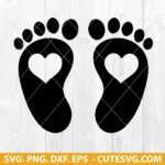 Baby Feet with Heart SVG, Newborn SVG, Baby Feet SVG, HAPPY MAMA SVG, Footprint SVG, PNG, DXF, EPS, Cut Files for Cricut and Silhouette