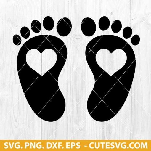 Baby Feet with Heart SVG