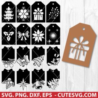Christmas Gift Tag Laser Cut Bundle SVG
