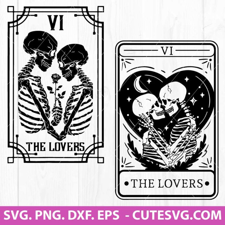 The Lovers Card SVG, Lovers Tarot Card SVG, Tarot SVG, Skull Couple ...