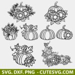 Pumpkin Flower SVG Floral Pumpkin SVG Halloween SVG Pumpkin Sunflower SVG Thanksgiving SVG PNG DXF Cut Files for Cricut