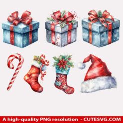 Christmas watercolor sublimation design PNG