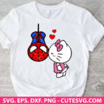 Spider-Man Kissing Kitty SVG, Spiderman and Hello Kitty Kissing SVG, Spider-Man SVG, Spiderman SVG, Kiss SVG, Cat SVG, PNG, Cut Files