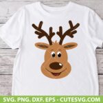 Reindeer Face SVG, Cute Reindeer SVG, Christmas Reindeer SVG, PNG, DXF, EPS, Cut Files for Criut and Silhouette, Digital Download