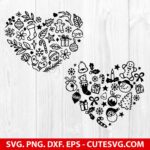 Christmas Heart SVG, Christmas SVG, Xmas Heart SVG, Merry Christmas Heart SVG, PNG, DXF, EPS, Cut Files for Cricut and Silhouette
