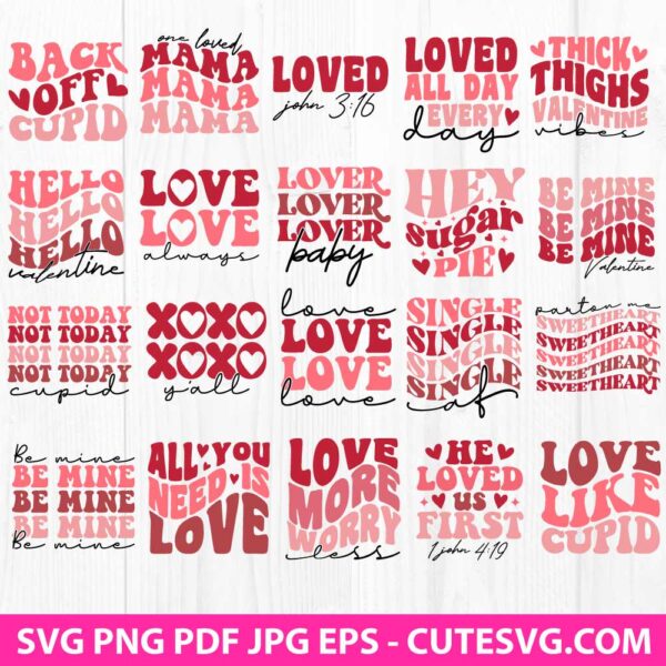 Cute Valentines Quotes SVG Bundle