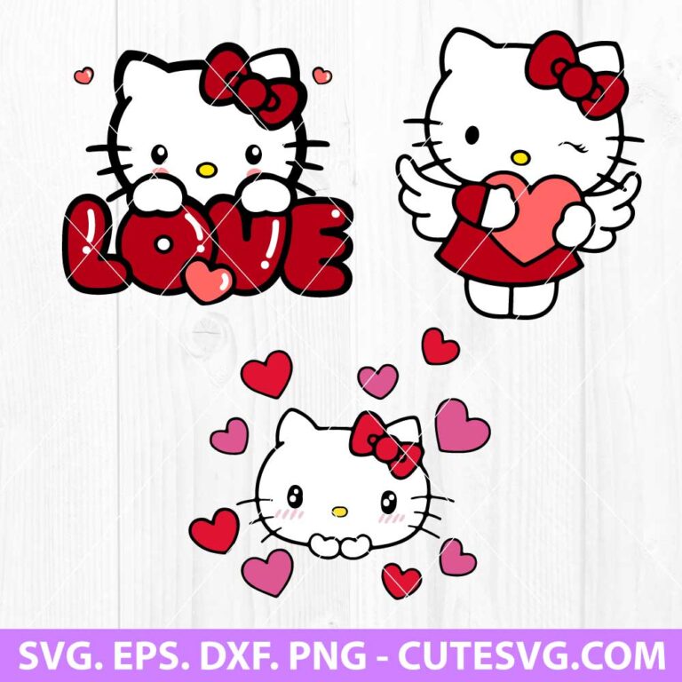 Love Hello Kitty SVG, Love SVG, Valentines Day SVG Bundle, DXF, PNG ...