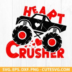 Valentines Monster Truck With Hearts SVG