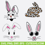 Bunny Face SVG, Easter Bunny Clipart, Rabbit Face SVG, Easter Cut Files, Happy Easter SVG, PNG, DXF, EPS, Cricut, Silhouette