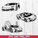 SVJ Car SVG Lamborghini Aventador SVG Bundle PNG DXF EPS Cutting Files for Cricut & Silhouette Instant Digital Download