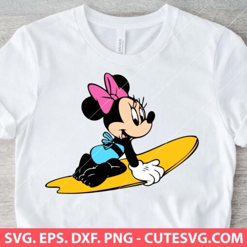 dISNEY Minnie Mouse Beach Surfing SVG