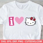 I Love Hello Kitty Svg, Hello Kitty SVG, Valentines Day Svg, PNG, DXF, EPS, Cut Files for Cricut and Silhouette, T-Shirt Design