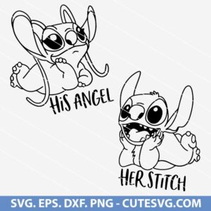 Cute Stitch and Angel SVG