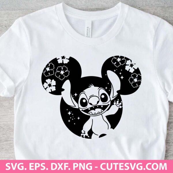 Stitch Mickey Mouse Ears SVG PNG DXF EPS Cut Files for Cricut and Silhouette Instant Download