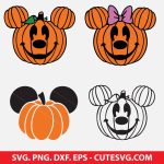 Mickey and Minnie Mouse Pumpkin SVG Bundle, Mickey Halloween SVG, Trick-or-treat Mickey SVG, PNG, DXF, EPS, Cut Files for Cricut