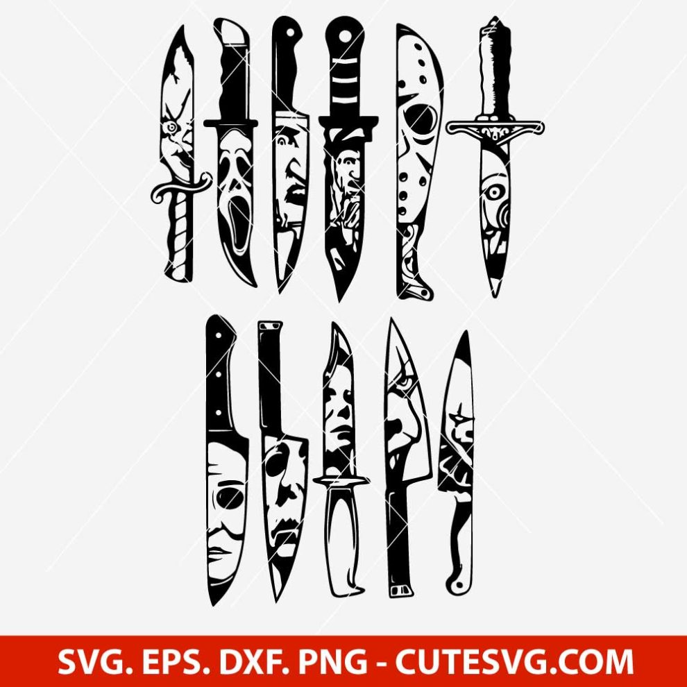 Horror Movie Villains in Knives SVG, slasher SVG, Halloween SVG