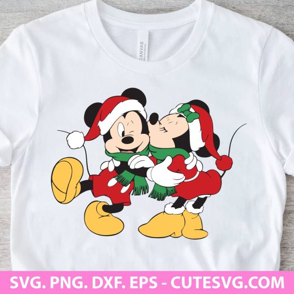 Mickey Kiss Minnie Christmas SVG