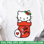 Hello Kitty Stocking Christmas SVG, Hello Kitty Holiday Cut File, Christmas Craft SVG, Christmas Cricut Files, Kawaii Christmas SVG