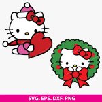 Hello Kitty Christmas SVG Bundle, Hello Kitty Wreath SVG, DIY Hello Kitty crafts, Cricut Christmas, kawaii Christmas SVG, Christmas ornament SVG