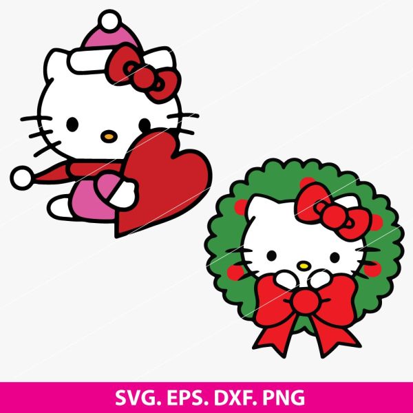 Hello Kitty Christmas Wreath SVG Bundle