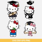 Hello Kitty graduation SVG, Hello Kitty graduate, Hello Kitty SVG files, kawaii graduation designs, PNG, DXF, EPS, Cut Files for Cricut, Silhouette