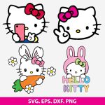 Hello Kitty Easter Bunny SVG, Hello Kitty Emojis SVG, Cute Emoji SVG, Kawaii SVG Design, Spring SVG, PNG, DXF, EPS, Cut Files for Cricut