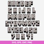 Minecraft font SVG, blocky font, pixel font vector, Minecraft lettering, gaming SVG, Cricut font, 8-bit font, retro game font, Minecraft logo